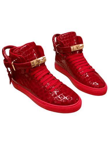 Embossed Crocodile Men's High Top Sneakers Lock Lace Red Flats Real Leather Designer Men‘s Casual Shoes -, Sneakers , Drestiny , 10, 10.5, 6, 6.5, 7, 8, 8.5, 9.5, Australia, Black, FR, New Zealand, Red, Sneakers, United Kingdom, United States , Drestiny , www.shopdrestiny.com